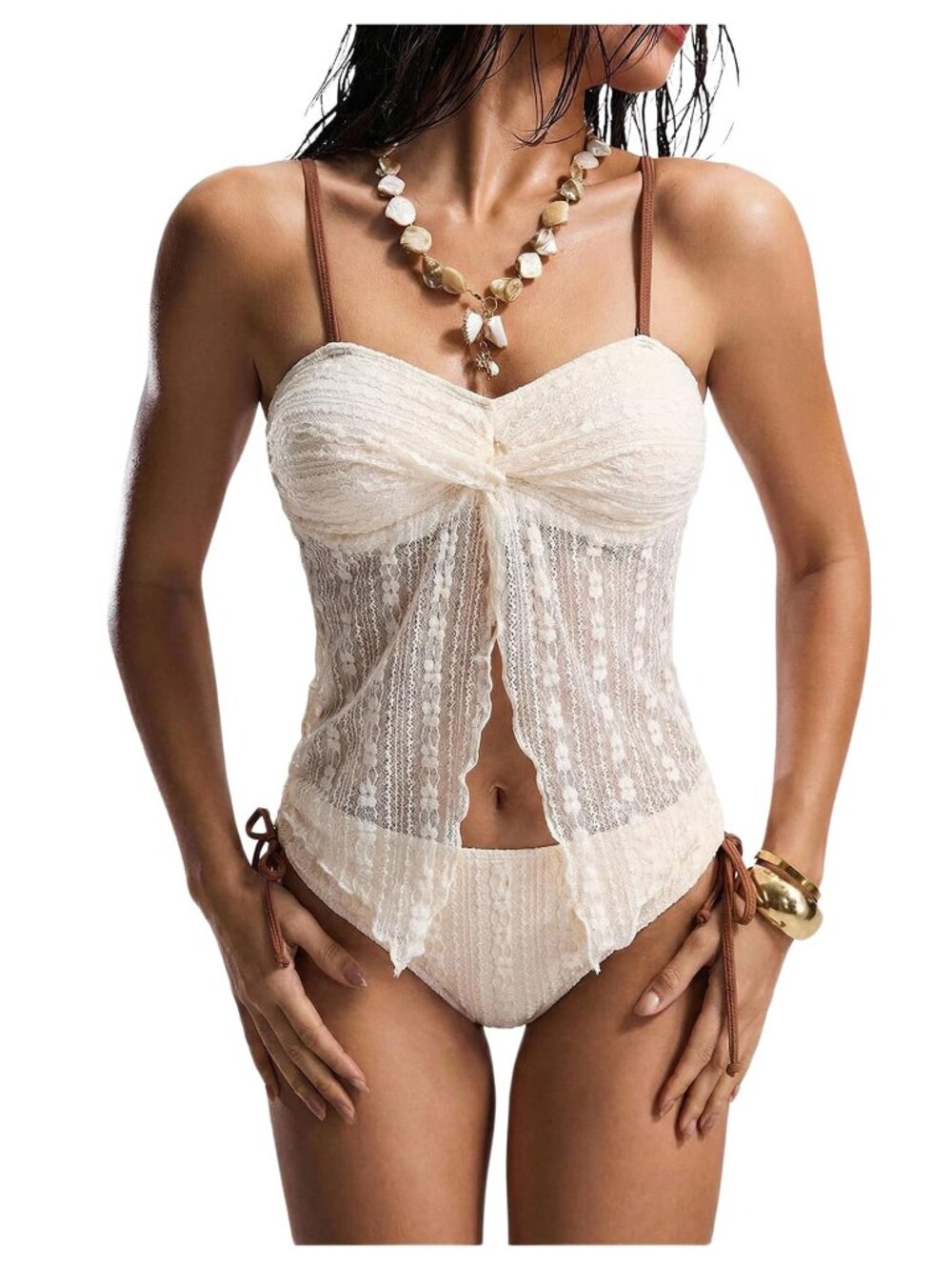 Verdusa Women's 2 Piece Leopard Tankini Swimsuit Set M